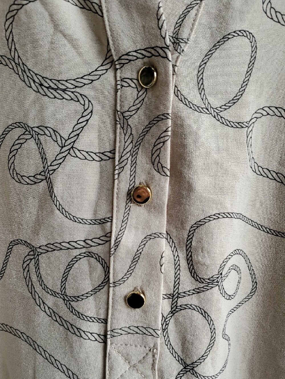 Como Black Cream Rope-Print Button-Front Blouse - Picture 3 of 9